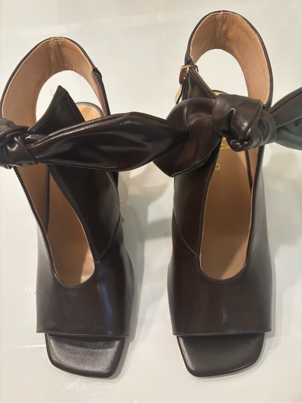 Women’s Dark Brown Leather Slingback Knot Pumps